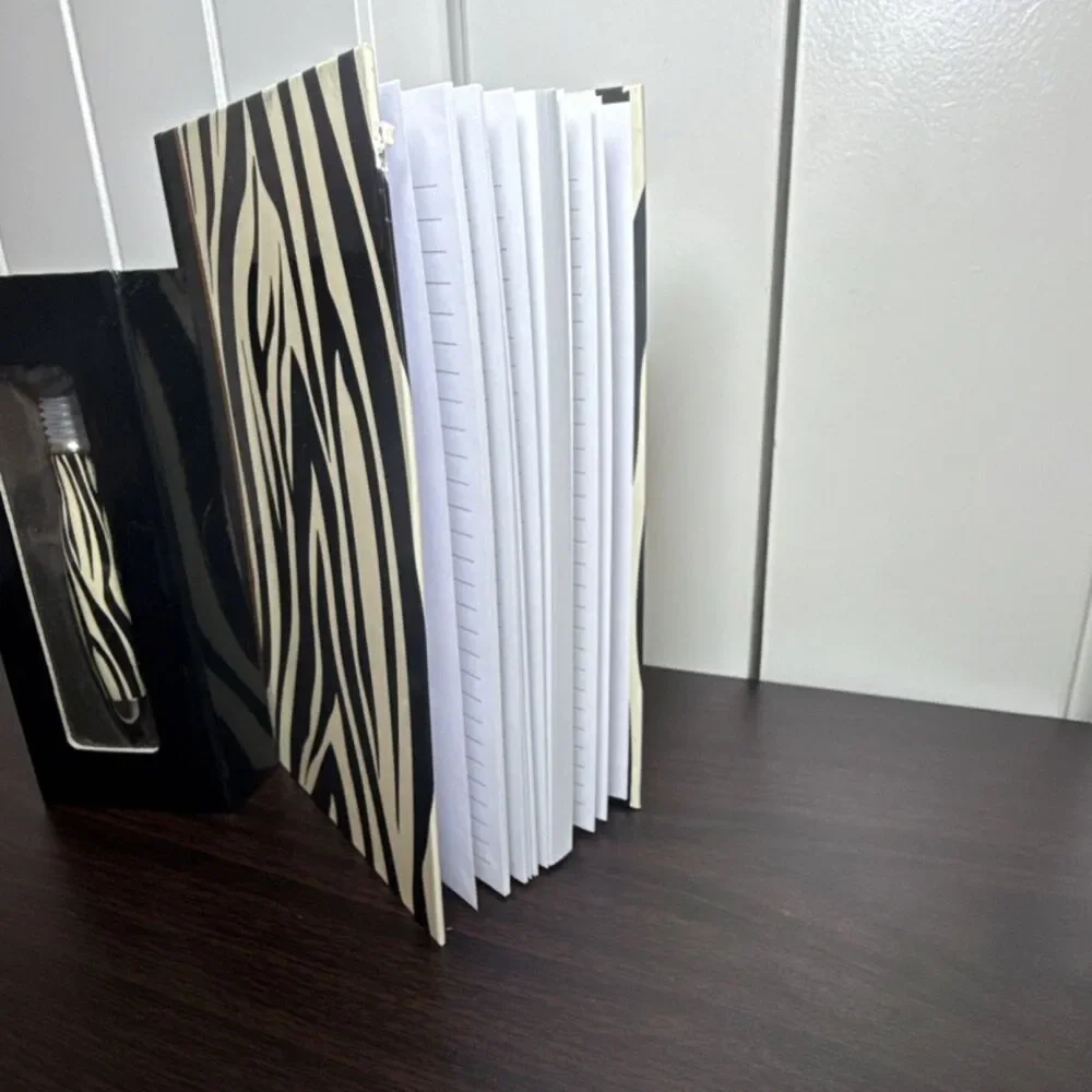 in the wild Zebra Print Blank Journal & Ballpoint Pen, Cardboard Cover